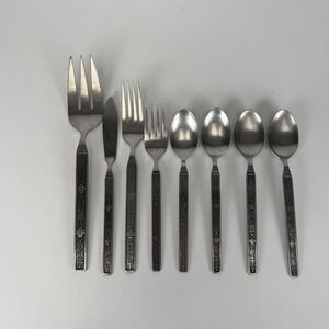 Nasco Kashmir‎ Vintage MIX LOT OF 8 Stainless Korea FORK SPOON SERVING